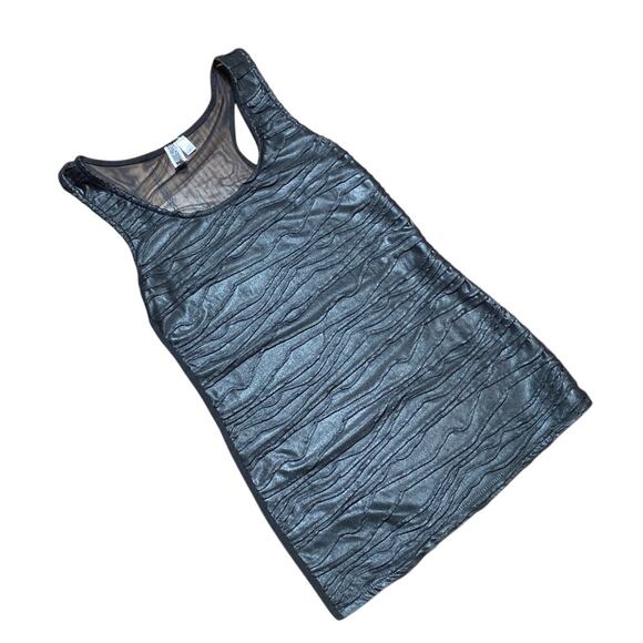 BKE Black Zebra Metallic Textured Tank Top Sheer Back Size S Grunge Alt Rock Emo - Picture 3 of 7